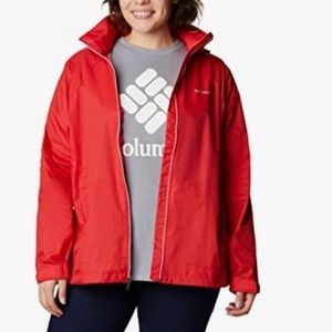 Columbia Women’s Plus Size Switchback III Waterproof Rain Jacket, Bright Red, 2X